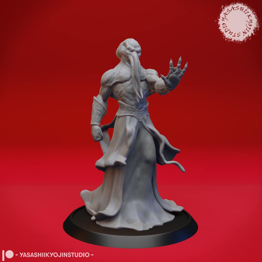 Mindflayer resin miniature – Eldritch Terror of the Deep Dominion in dynamic pose by Yasashii Kyojin Studio