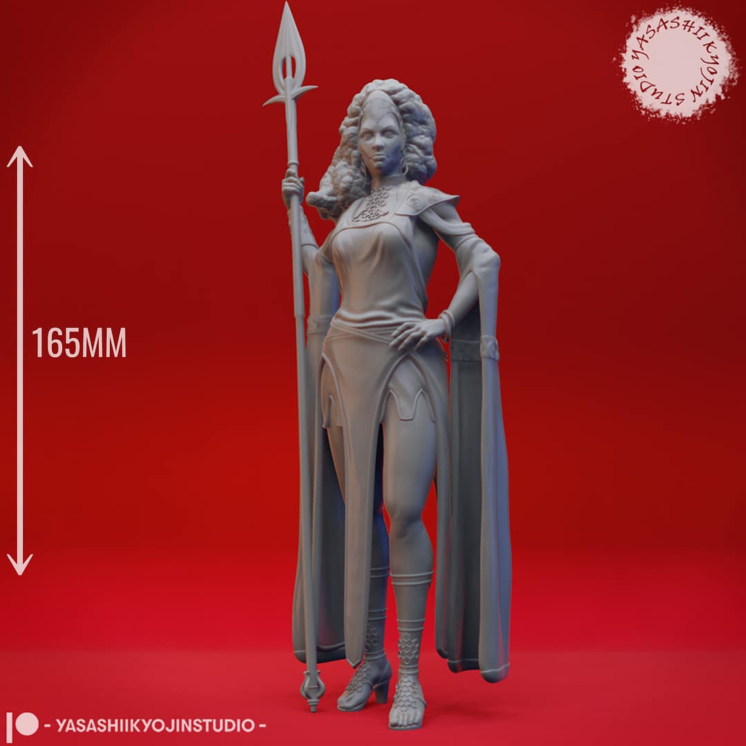 "Cloud Giant Miniature – Storm Sovereign holding a runed spear with windblown robes and regal stance."