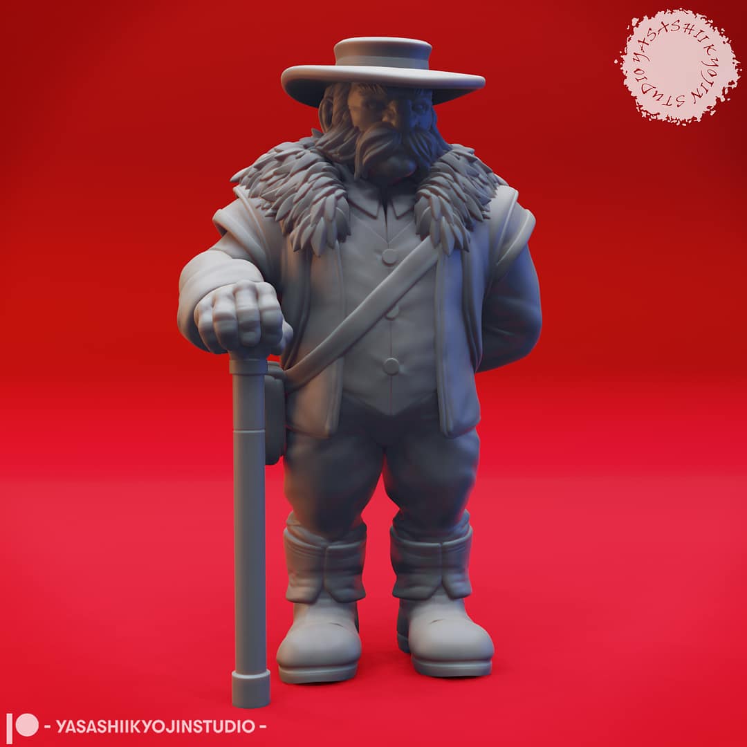 Three high-detail resin dwarf miniatures, each posed with weapons and signature beards, sculpted by Yasashii Kyojin Studio.