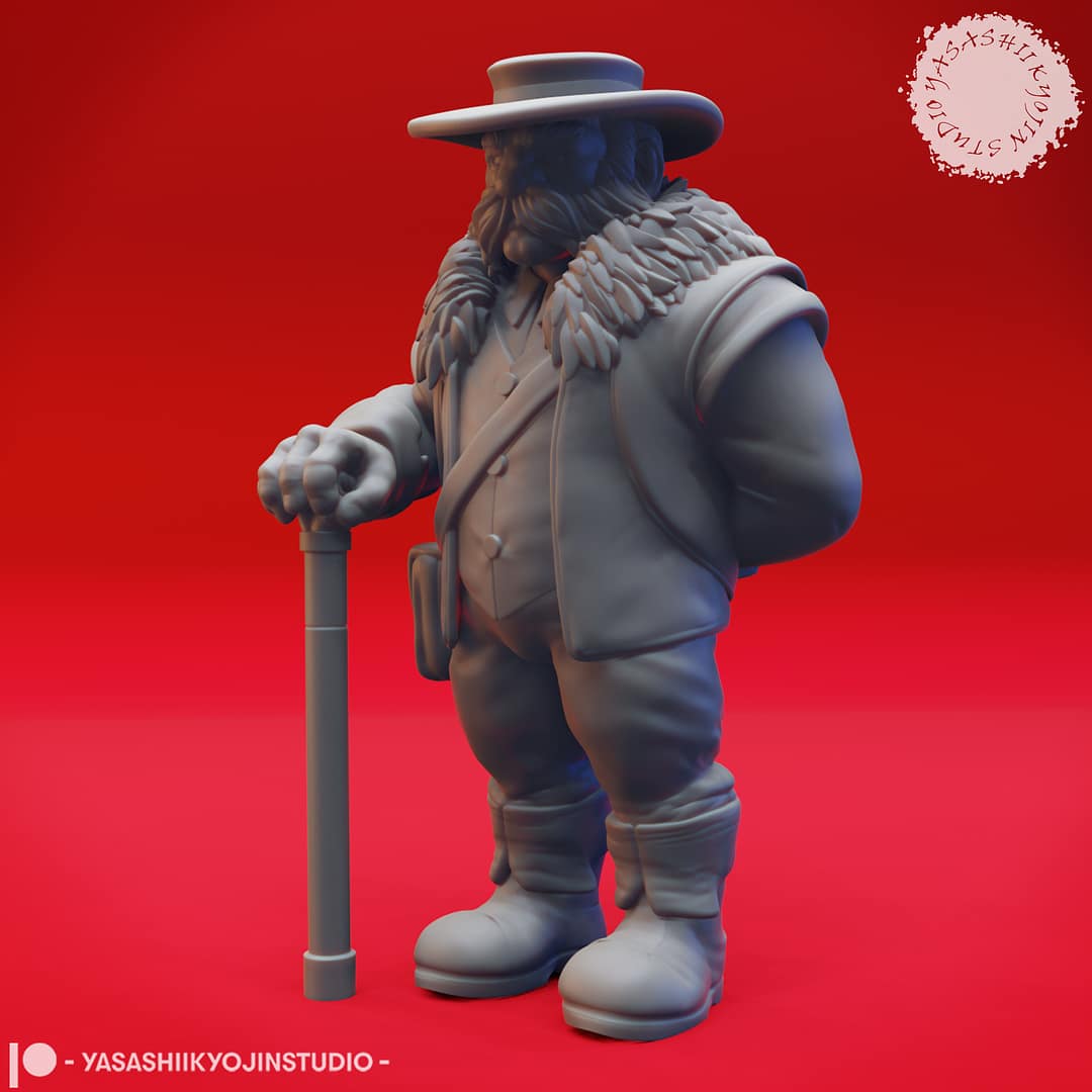 Three high-detail resin dwarf miniatures, each posed with weapons and signature beards, sculpted by Yasashii Kyojin Studio.