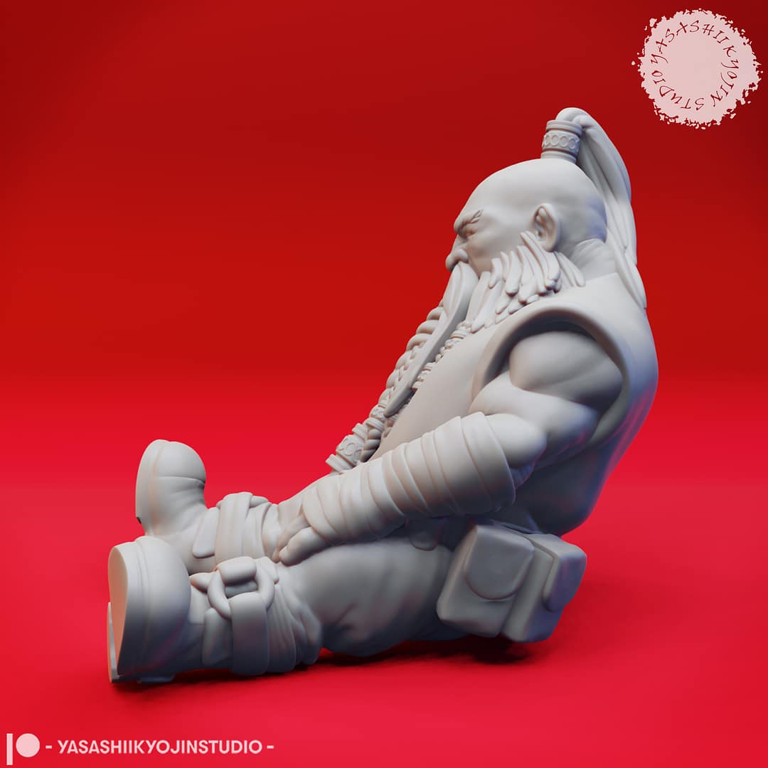 Three high-detail resin dwarf miniatures, each posed with weapons and signature beards, sculpted by Yasashii Kyojin Studio.