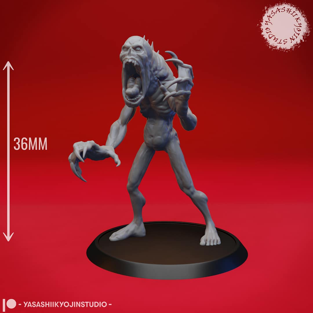 Sorrowsworn Miniature Set A group of six unpainted resin Sorrowsworn miniatures in terrifying, grotesque poses, ideal for dark fantasy TTRPG encounters.
