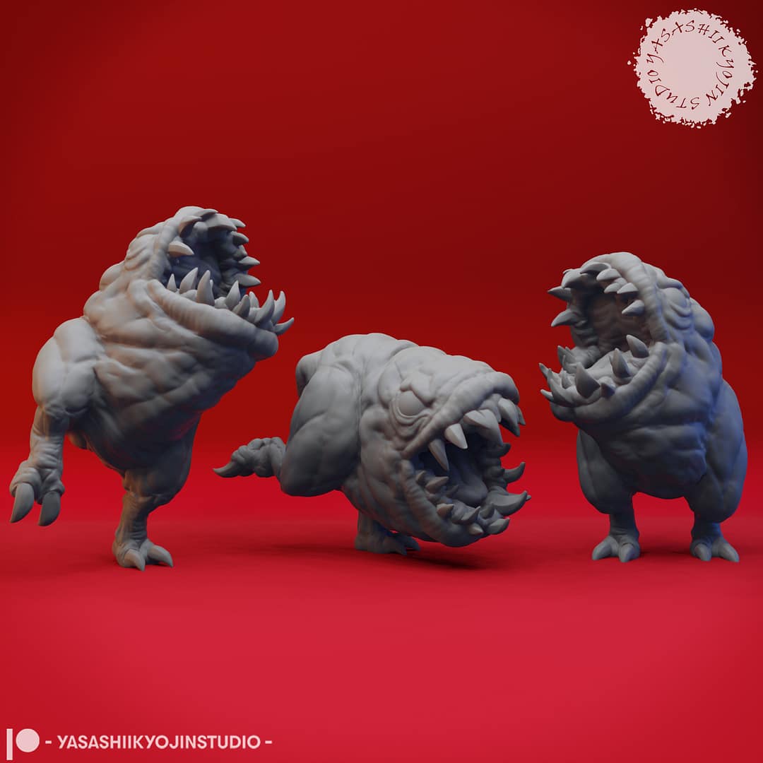 Sorrowsworn Miniature A group of six unpainted resin Sorrowsworn miniatures in terrifying, grotesque poses, ideal for dark fantasy TTRPG encounters.