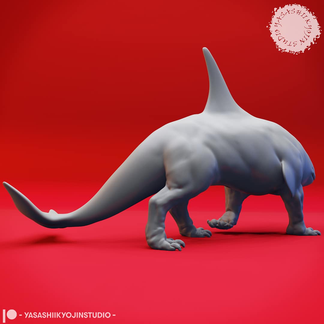 “Ferocious Akhlut Resin Miniature set with four dynamic poses sculpted by Yasashii Kyojin Studio.”