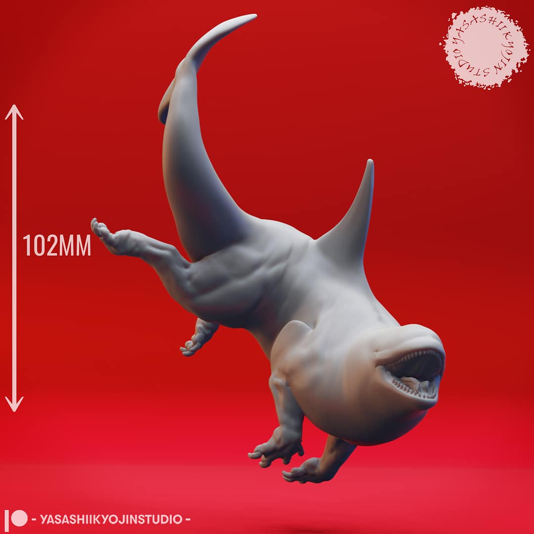 “Ferocious Akhlut Resin Miniature set with four dynamic poses sculpted by Yasashii Kyojin Studio.”