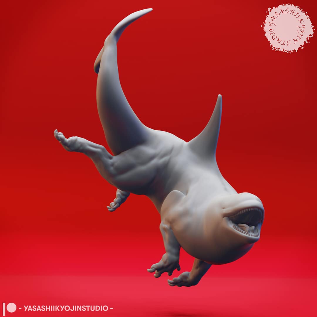 “Ferocious Akhlut Resin Miniature set with four dynamic poses sculpted by Yasashii Kyojin Studio.”