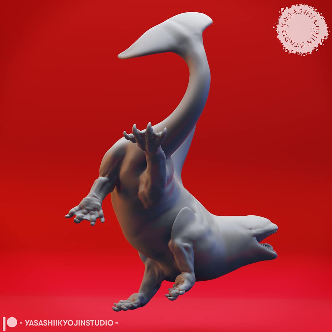 “Ferocious Akhlut Resin Miniature set with four dynamic poses sculpted by Yasashii Kyojin Studio.”