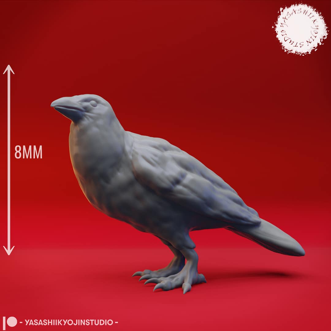 “Enchanted Fantasy Animals Resin Miniature set featuring unicorn, stag, deer, rabbit, owl, crow, raccoon, and more by Yasashii Kyojin Studio.”