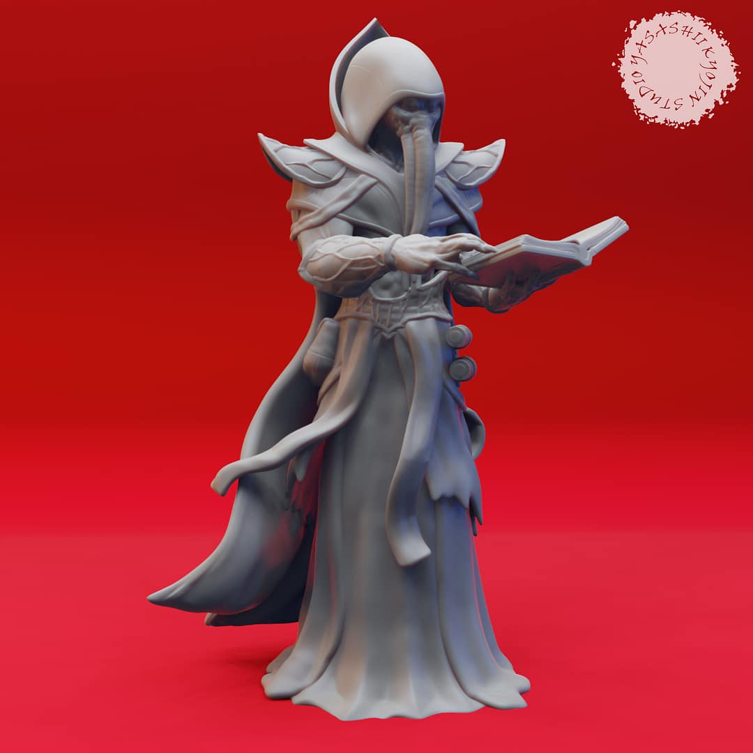 Mindflayer resin miniature – Eldritch Terror of the Deep Dominion in dynamic pose by Yasashii Kyojin Studio