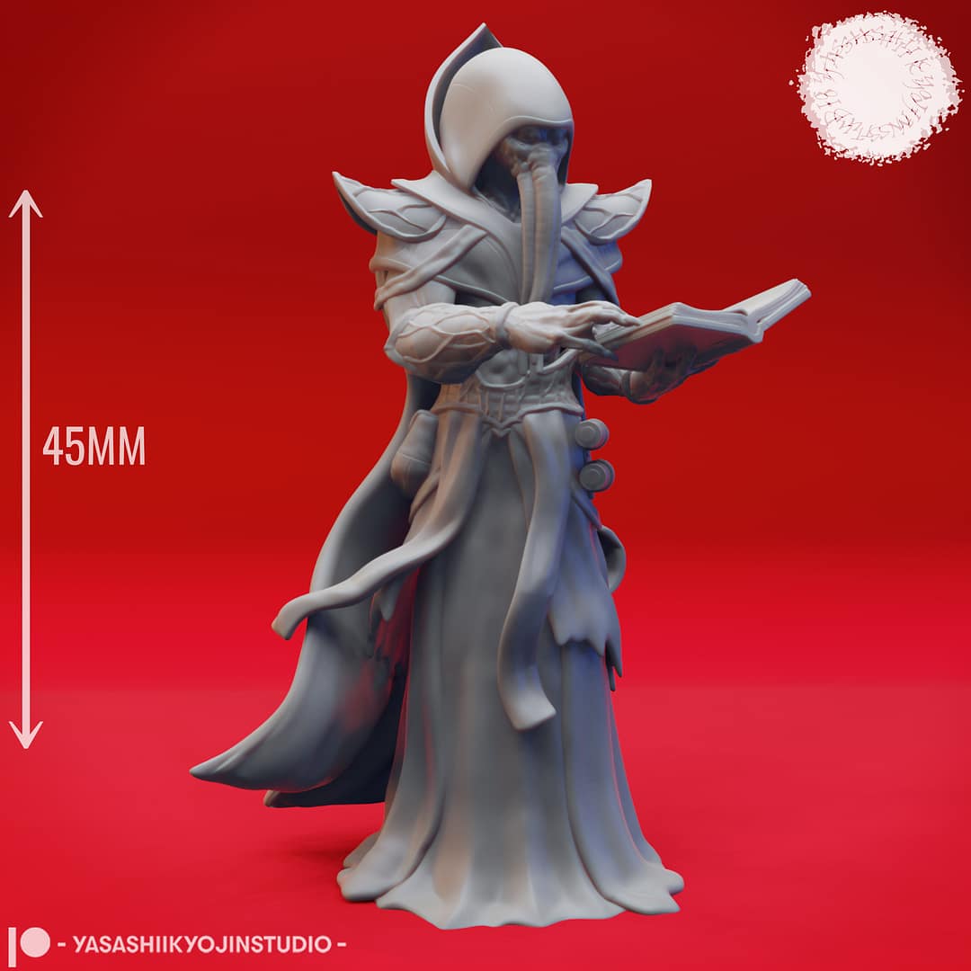 Mindflayer resin miniature – Eldritch Terror of the Deep Dominion in dynamic pose by Yasashii Kyojin Studio