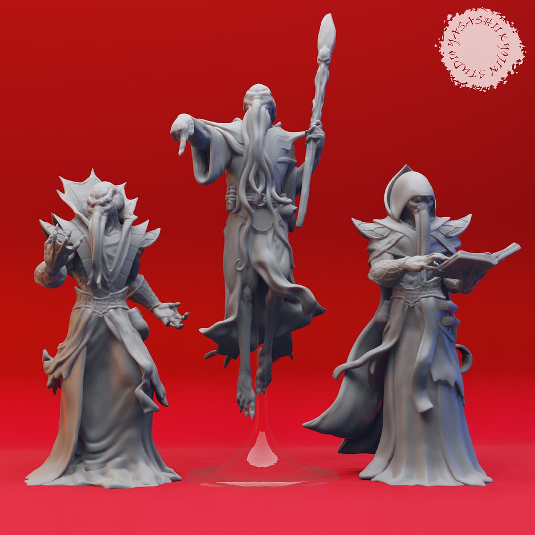 Mindflayer resin miniature – Eldritch Terror of the Deep Dominion in dynamic pose by Yasashii Kyojin Studio