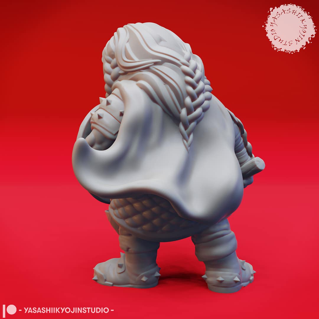 Duergar Warriors resin miniatures by Yasashii Kyojin Studio featuring four poses with crossbow, hammer, knuckles, and shield