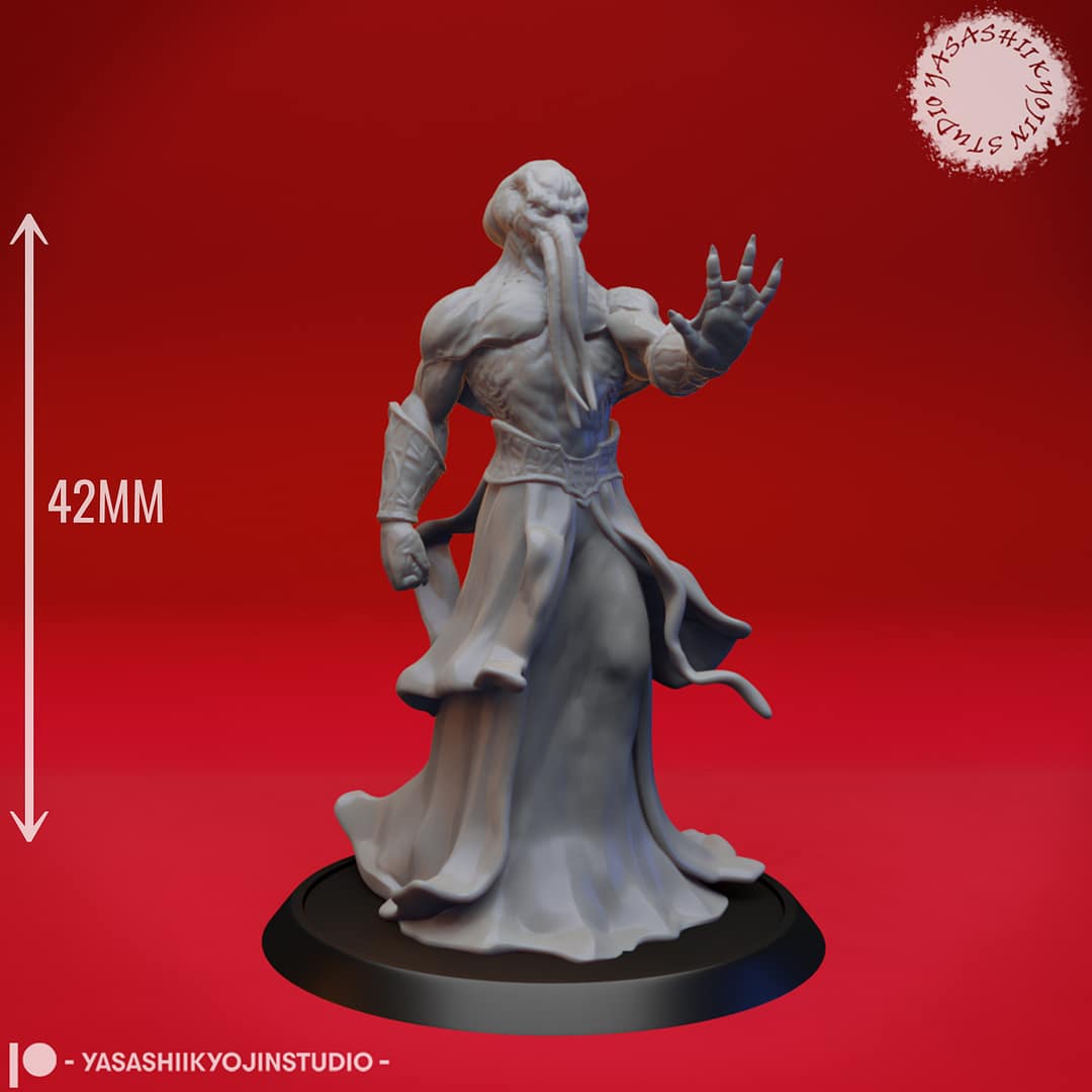Mindflayer resin miniature – Eldritch Terror of the Deep Dominion in dynamic pose by Yasashii Kyojin Studio