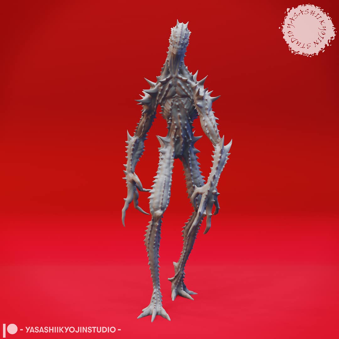 “Sinister Needle Blight Resin Miniature set with four poses sculpted by Yasashii Kyojin Studio.”