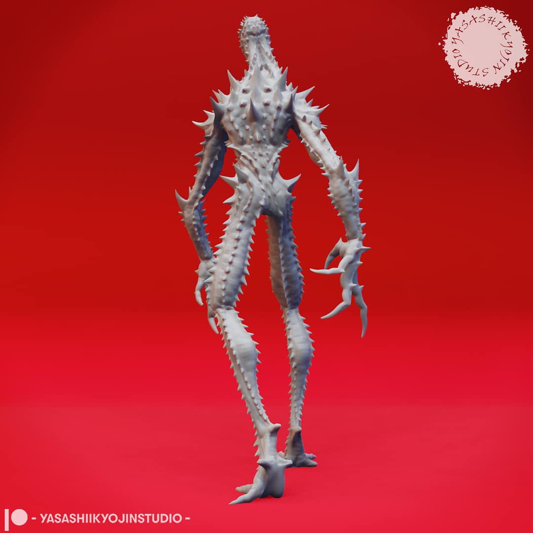 “Sinister Needle Blight Resin Miniature set with four poses sculpted by Yasashii Kyojin Studio.”