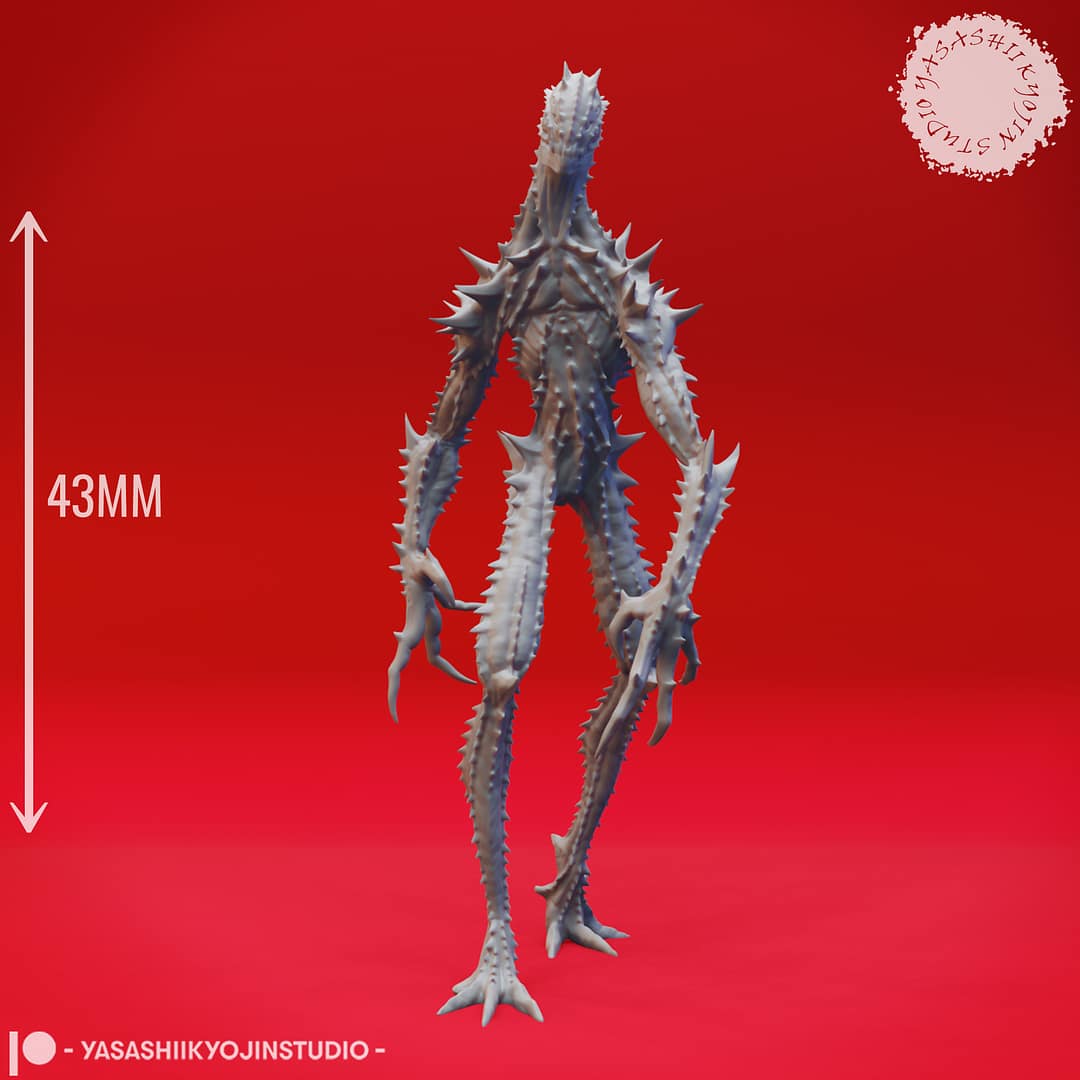 “Sinister Needle Blight Resin Miniature set with four poses sculpted by Yasashii Kyojin Studio.”