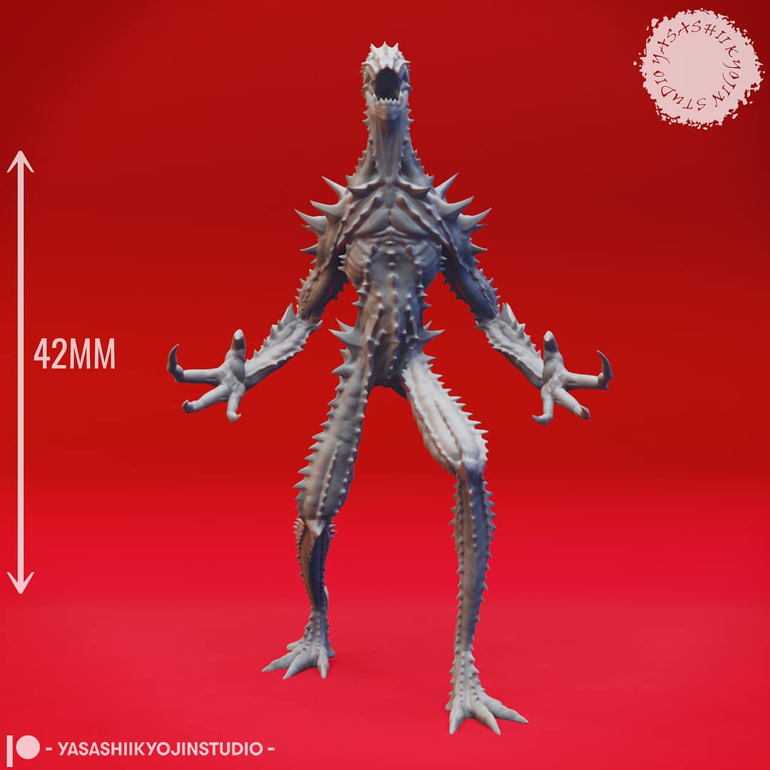 “Sinister Needle Blight Resin Miniature set with four poses sculpted by Yasashii Kyojin Studio.”