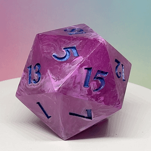 Side view of the Amethyst Radiance Chonk, showcasing its 45mm size, polished finish, and shimmering amethyst design.