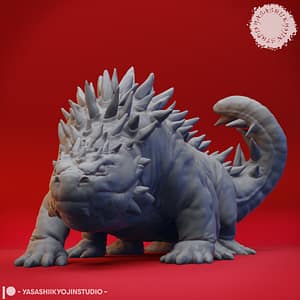 Basilisk Miniature with spiked scales and a poised tail, ready to strike,