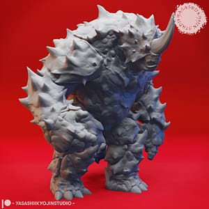 Braxat Miniature standing in a powerful stance, featuring spiked armor and a glowing psionic horn