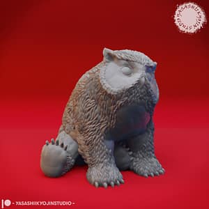 Owlbear Cub Miniature in sitting, prowling, and sleeping poses
