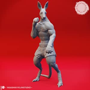 Roo-Folk Miniature in a boxing stance, ready for combat
