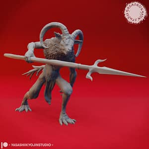 Bulezau Miniature by Yasashii Kyojin Studio – demon creature wielding a glaive, sculpted in resin for tabletop gaming