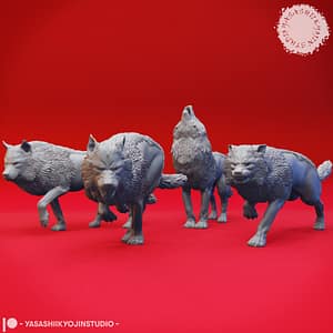 "A highly detailed Wolf Miniature – Silent Predator by Yasashii Kyojin Studio, featuring a stalking wolf in mid-prowl, sculpted in high-resolution resin."