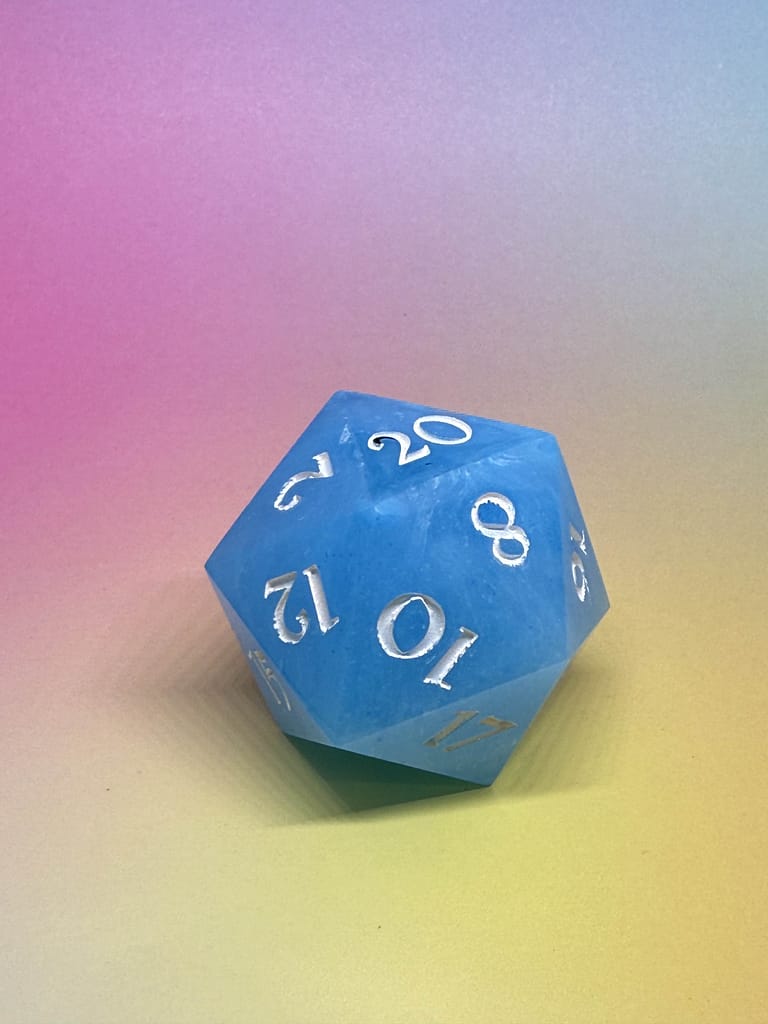 Blue TTRPG Chunky Dice with White Numbers